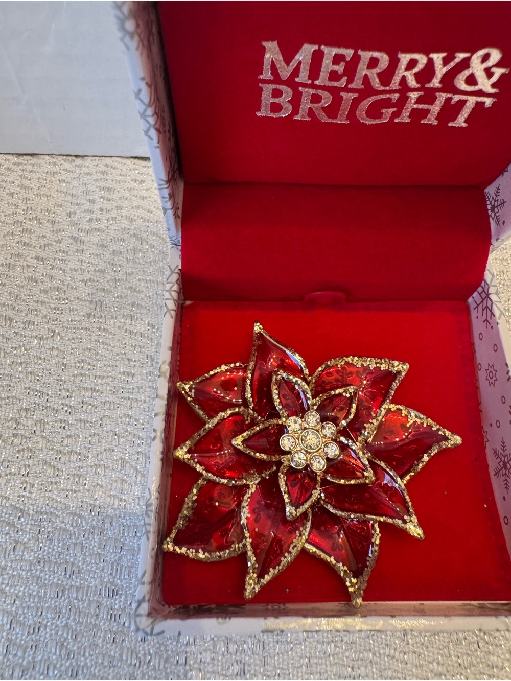 Red Poinsettia Brooch - Festive Women's Accessory